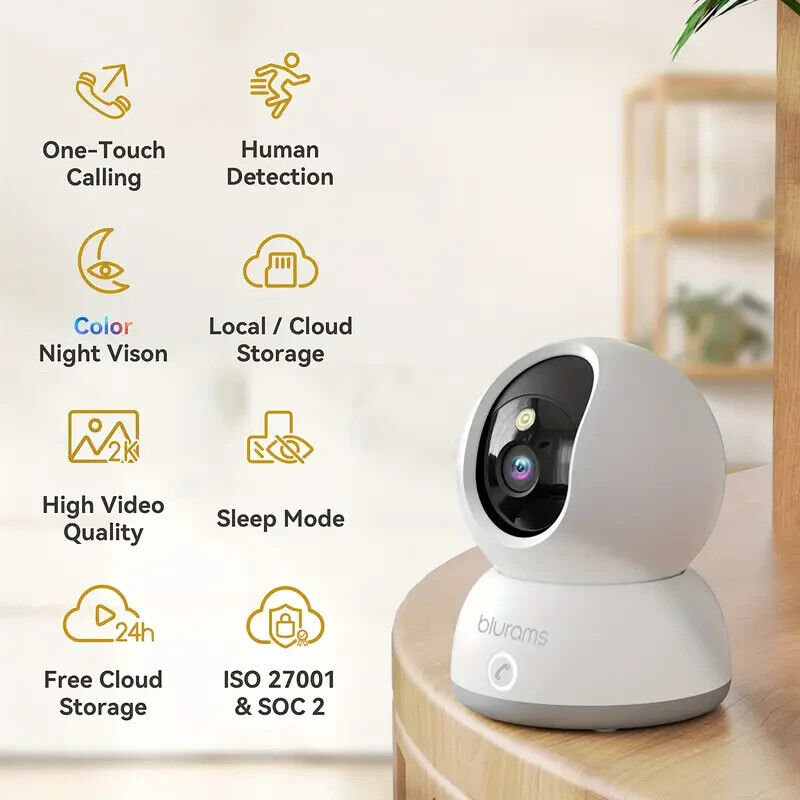 Blurams 2K Indoor Security Camera Pet Baby Child Monitor CCTV Night Vision FHD-image