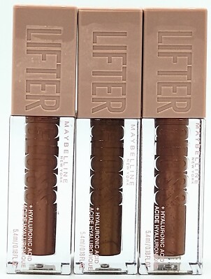 Maybelline Lifter Lip Gloss + Hyaluronic Acid (2) 017 Copper & (1) 018 Bronze