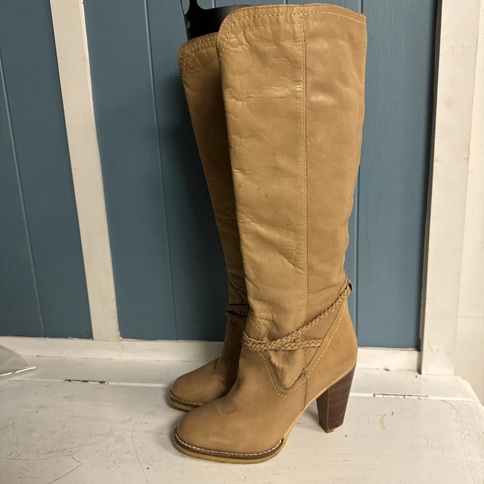 Botas Danelle Vintage Tacón Camel Western Boho Detalle Cuerda Botas Mujer’s 6 M Foto 2 de 4