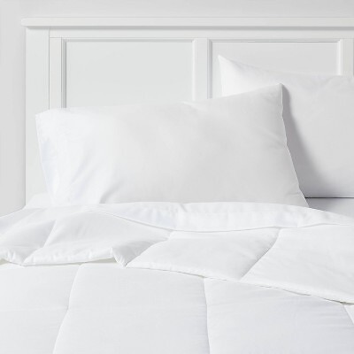 Room Essentials Percale Comforter Box Quilting Lightweight, White, Full ...