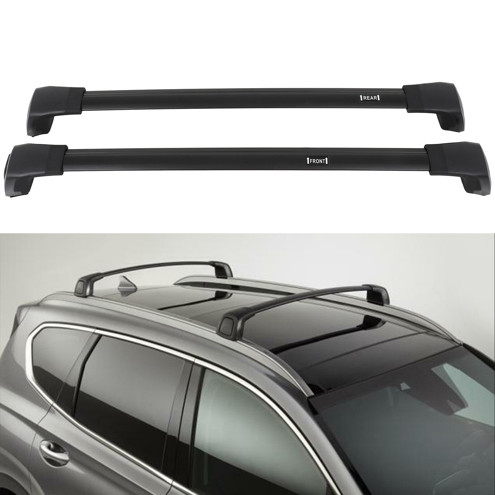 Roof Rack Set Cross Bar Black For 2019-23 Hyundai Santa Fe Luggage Cargo Carrier