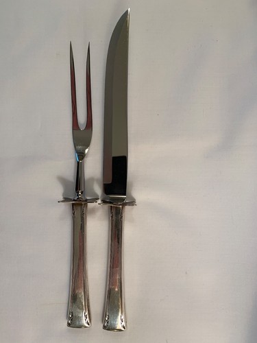 Juego de cuchillos y tenedores tallados vintage cuchillas y latas marcados acero inoxidable asas detalladas - Imagen 4 de 10