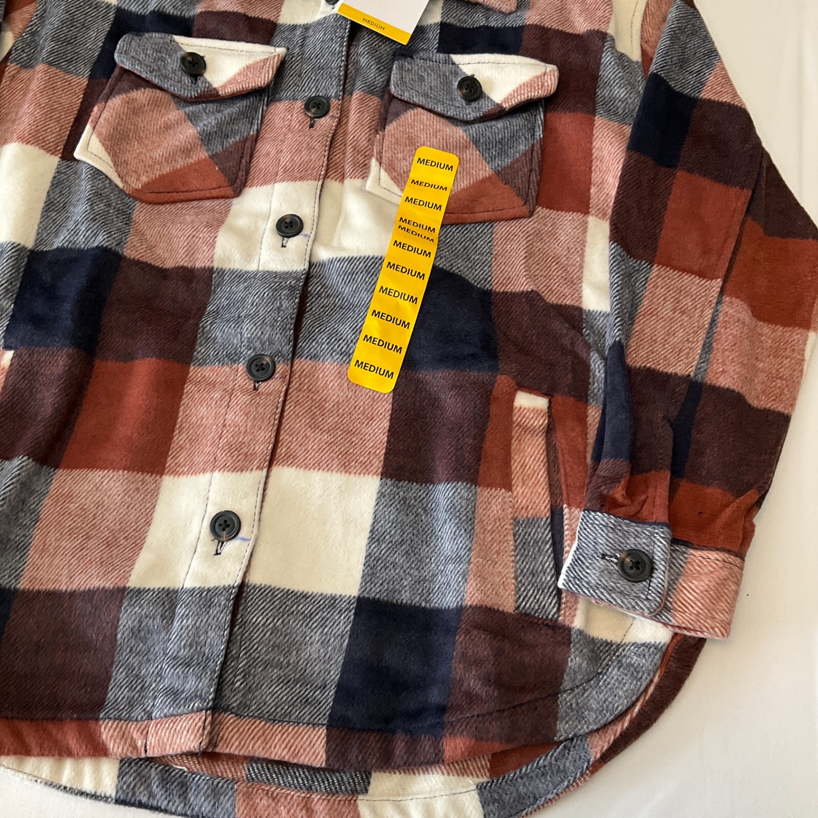 Members Mark Quarter Zip Pullover And Button Front Plaid Shacket Womens Size M