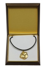 American Bulldog - Gold-plated Necklace with a Dog in a Box Art Dog