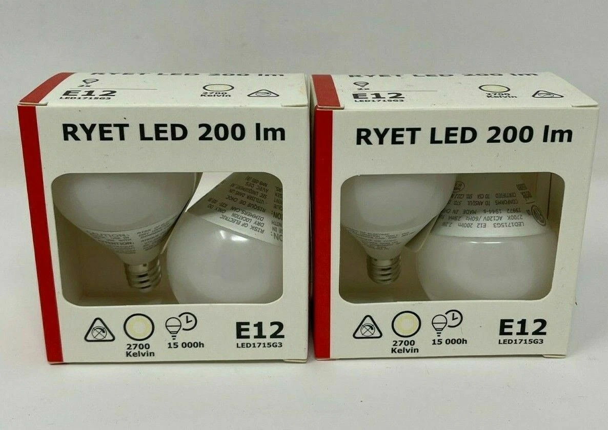 4 PACK IKEA RYET LED bulb E12 200 lumen globe opal BRAND NEW
