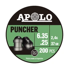 APOLO PUNCHER 200 Count DOMED SLUG Cylindrical 6.35mm .25 Caliber Airgun Pellets