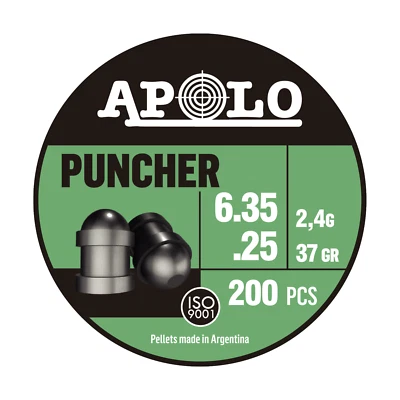 APOLO PUNCHER 200 Count DOMED SLUG Cylindrical 6.35mm .25 Caliber Airgun Pellets