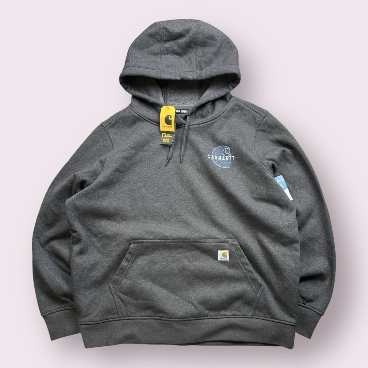 Women’s Carhartt Rain Defender Hoodie Size XL Grey NWT Outdoors Spellout
