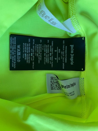 PALM ANGELS Leggings Side-stripe Logo-print In YELLOW GREEN SMALL NEW - Picture 3 of 3