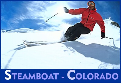 Steamboat Springs Colorado Skiing at it Best Art Print Travel Poster Large 16x24