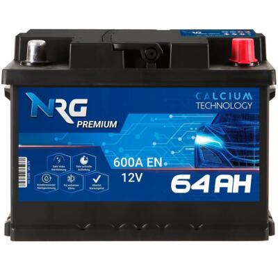 NRG Premium Autobatterie 12V 64Ah 600A/EN ersetzt 55Ah 56Ah 60Ah 61Ah 62Ah 63Ah