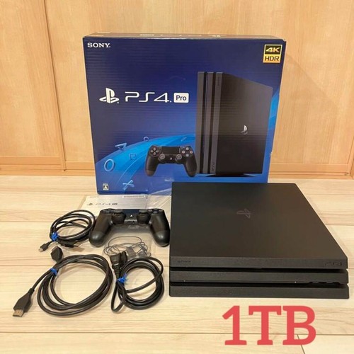 Sony PlayStation 4 PS4 Pro 1TB Jet Black Game Console Full Box Tested