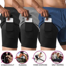 Men's 2 in 1 Running Shorts Workout Athletic Training Gym Outdoor Sports Shorts