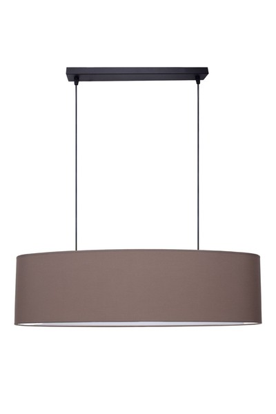 Pendelleuchte Esszimmer Stoff Schirm Schwarz Braun E27 70 Cm HäNgelampe Esstisch-image