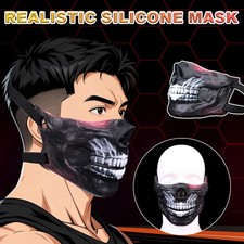 Fantasy Evil Monster Black Silicone Half Mask Cosplay Crossdresser For Gay BDSM