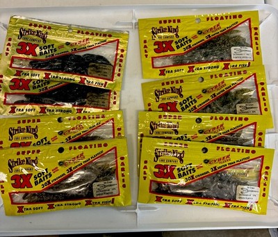 8 Packs Strike King Craw, 3 Different Colors, 5 Per Pack(40 Total Baits)