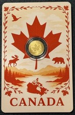 2025 1/1000 Oz .9999 Fine Gold Maple Leaf Coin Canada Wildlife Theme In/COA Card