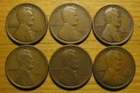 LOT OF (6) 1915 S SAN FRANCISCO LINCOLN WHEAT CENTS FROM PENNY COLLECTION SET
