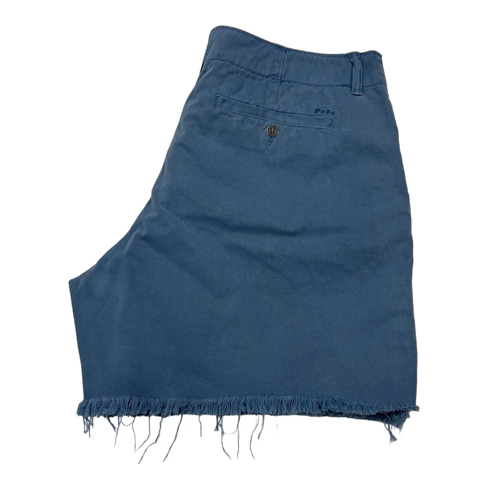 Polo Ralph Lauren Shorts Womens 12 Blue Chino Raw Hem Cut Off Preppy Nautical - Image 3 of 4