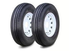 2 ZEEMAX Trailer Tire Assembly ST225/90D16 10-Ply White Spoke Rim 8 Lug on 6.5"