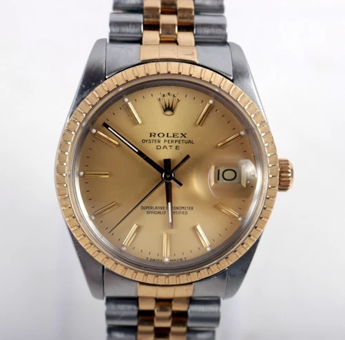 Rolex Watch Date Ref: 15053 Two-Tone w/ Champagne Dial 34mm