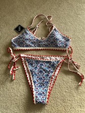 New Zaful Forever Young Women's M, US 6 High Leg Bikini Set Red White Blue