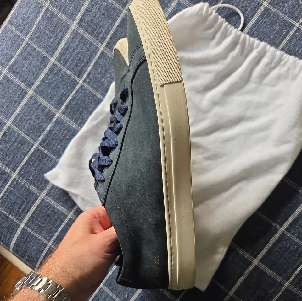 Common Projects sneakers men's 12 dark blue suede low top Retro 2343 Made Italy - Image 3 of 4