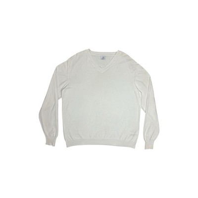 Vintage CP Company V-Neck Pullover Herren Large Creme Made In Italy