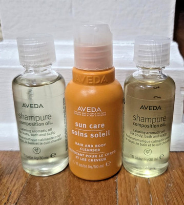 (2) Aveda Shampure Composition Oil 1oz & (1) Aveda Sun Care Cleanser 1.7oz