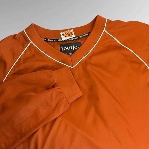 FootJoy FJ Orange Long Sleeve V-Neck Golf Windbreaker Shirt Jacket Men L China