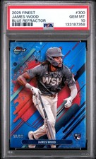 2025 TOPPS FINEST BLUE REFRACTOR #300 JAMES WOOD 18/99 PSA 10