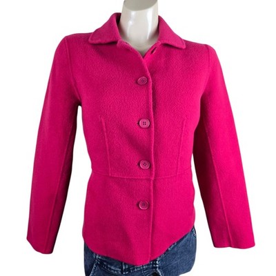 Talbots Wool Blend Blazer Women's Sz 6 Hot Pink Button Front Corpcore