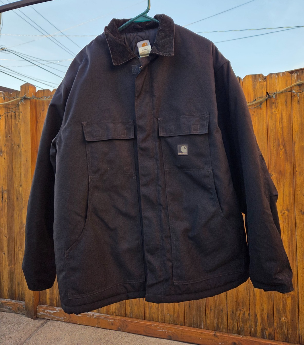 Carhartt C55 BLK Quilt-Lined Work Coat Mens 2XL Black Canvas Work