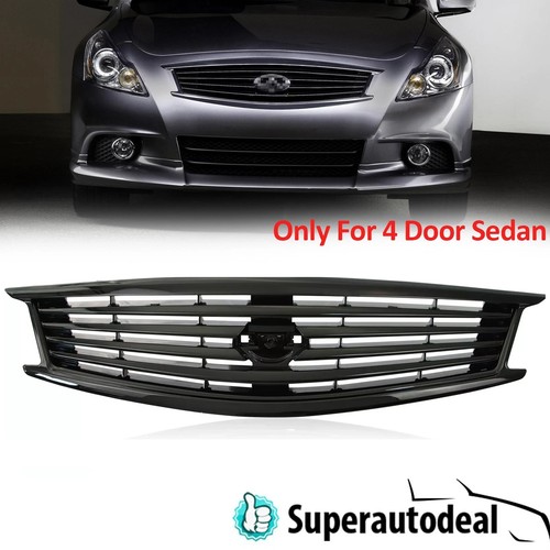 For Infiniti G37 G25 2010-2013 Q40 4 Door Sedan Gloss Black Front Bumper Grille