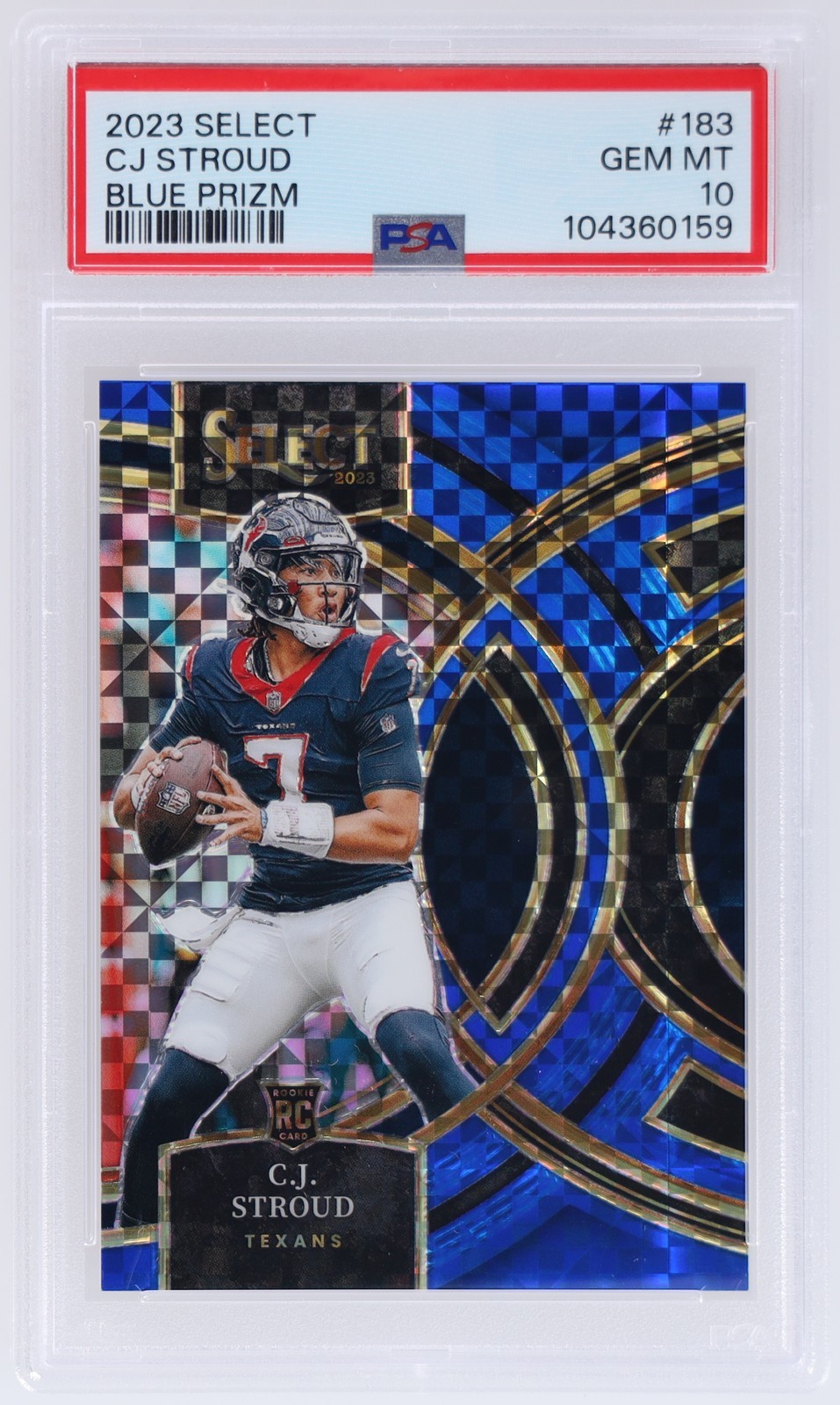 2023 Panini Select Cj Stroud #183 PSA 10 RC Premier Level Blue Prizm 26/149