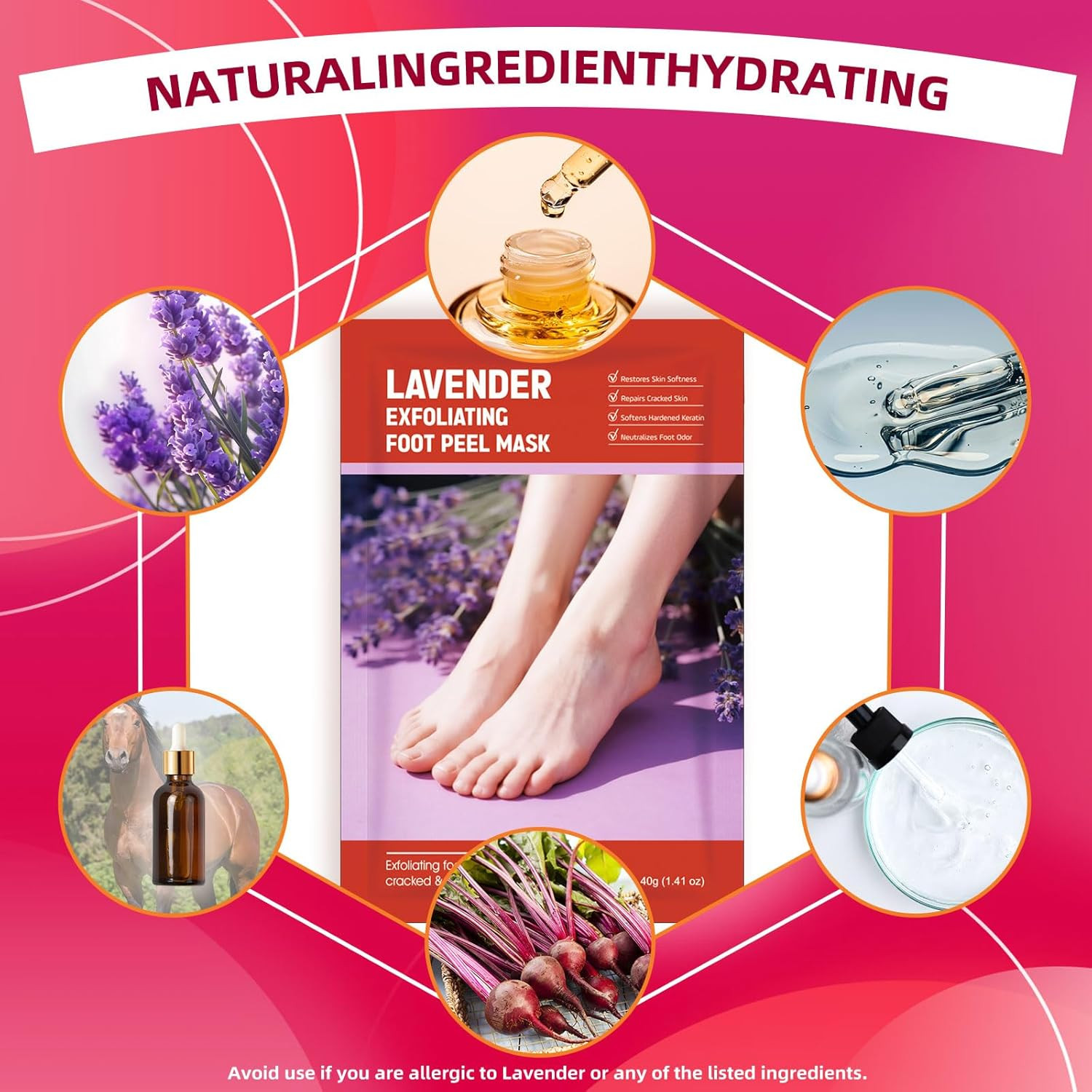 Foot Peel Mask for Dry, Rough Feet – Exfoliating Foot Mask with Fruit Acids, Lav