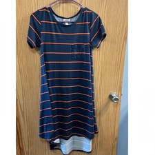 Lularoe Carly High Low Short Sleeve Dress Womens Size XXS (00 - 0) Blue & Orange