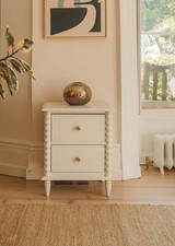 Cromwell Bedside Table, 2 Drawers, Bobbin Design Nightstand, Green and Cream