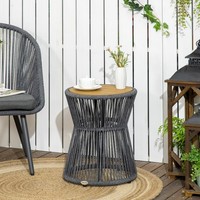 Outsunny Ratten Beistelltisch, Bistrotisch Mit Verstellbaren FüßEn, FüR Terrasse