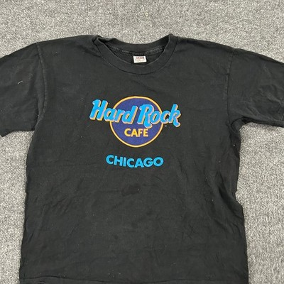 Hard Rock Cafe T-Shirt Mens XL Black Chicago Graphic Short Sleeve USA Made Anvil