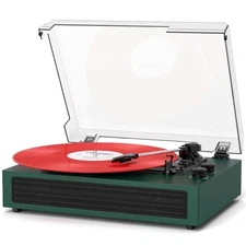 VINYLSLINK Bluetooth Record Player, Vintage Turntable with Treble & Bass 