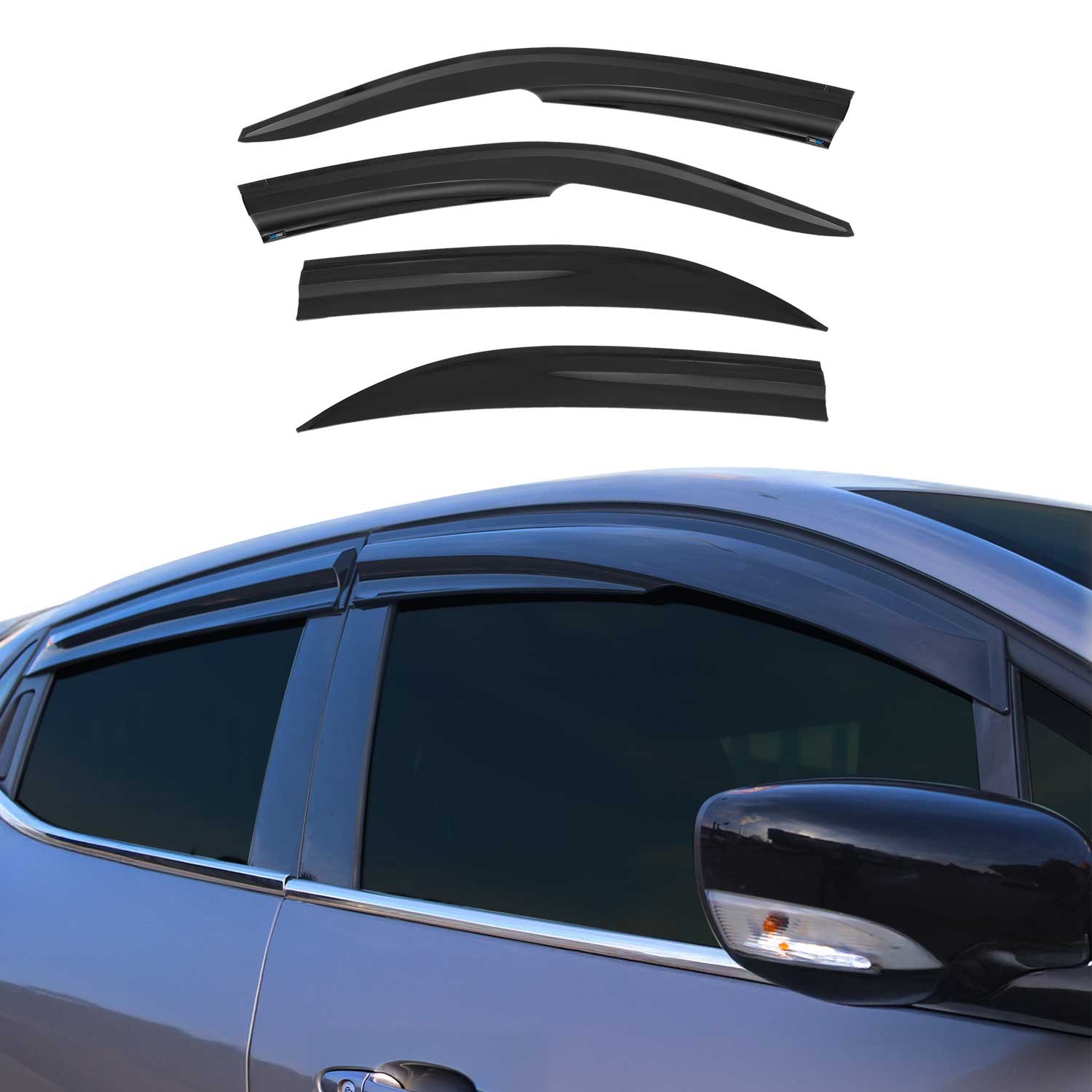 Déflecteurs de vent pour Honda Civic Berline 2002-2006 en acryl noir 4 pièces