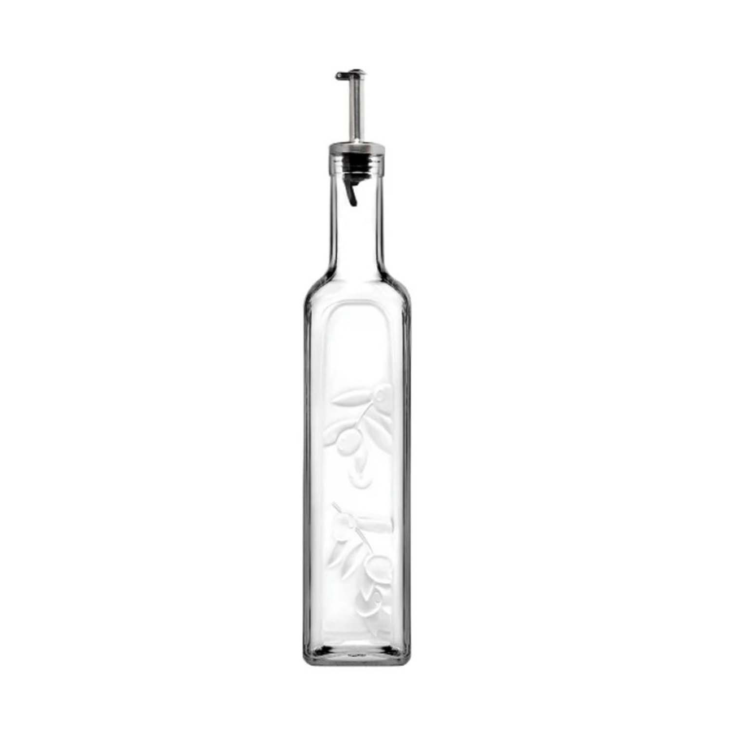 Oil Vinegar Glass Dispenser 500ml Bottle with Metal Pourer Condiment Storage Jar