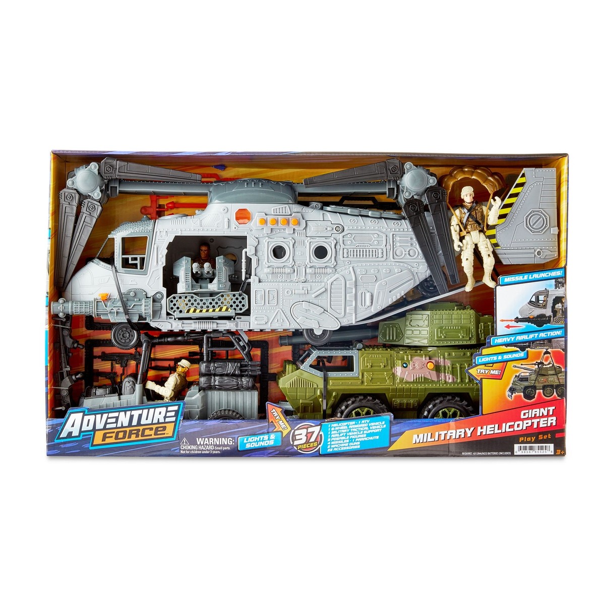 Adventure Force 85525 Giant Military Helicopter Play Set, 37