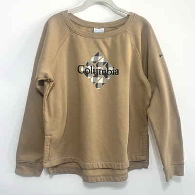 Columbia Women's Light Brown Fleece Pullover Sweatshirt Side Slits Size Medium