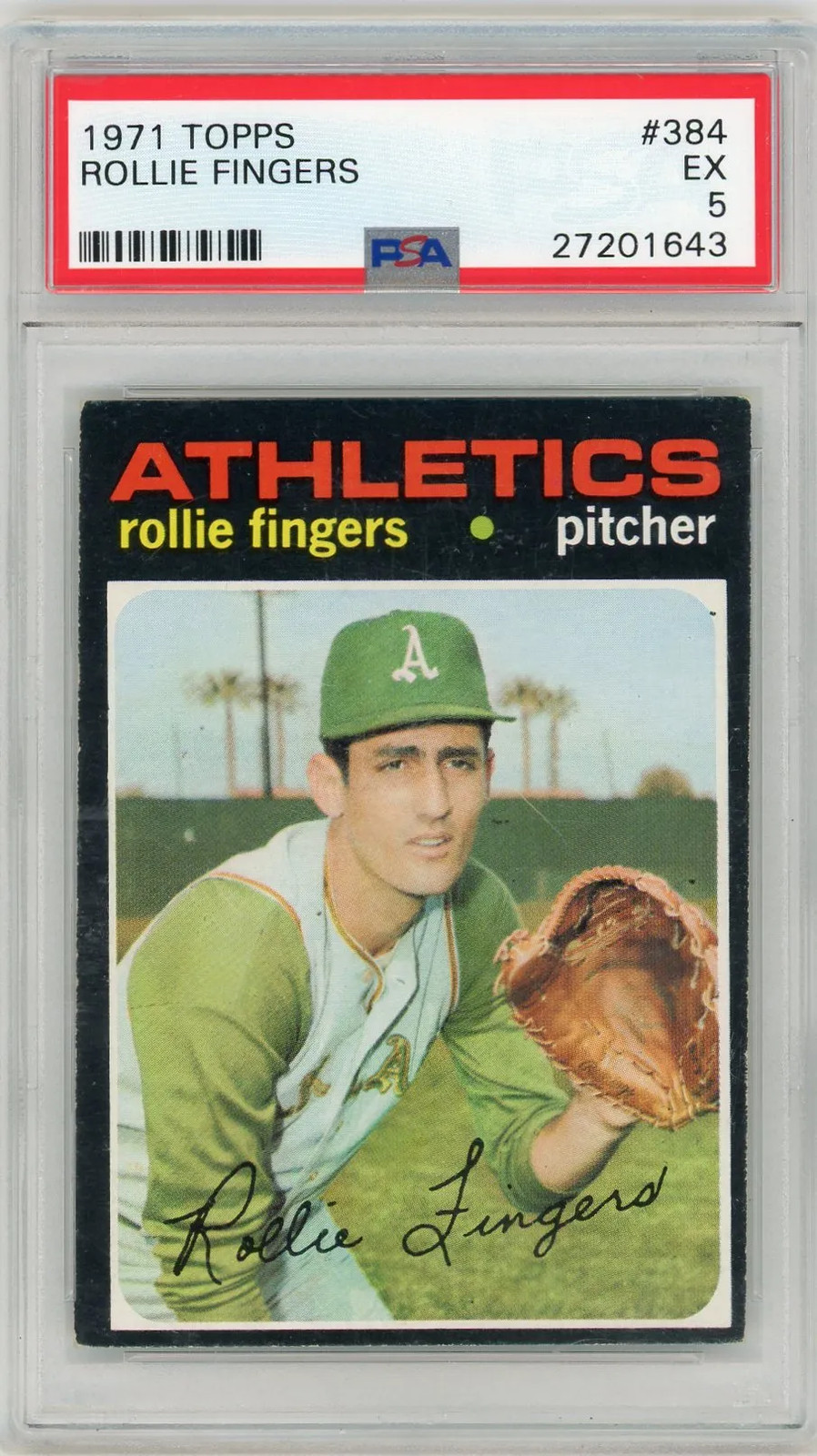 1971 Topps Rollie Fingers #384 PSA 5 Vintage Baseball Oakland A's HOF