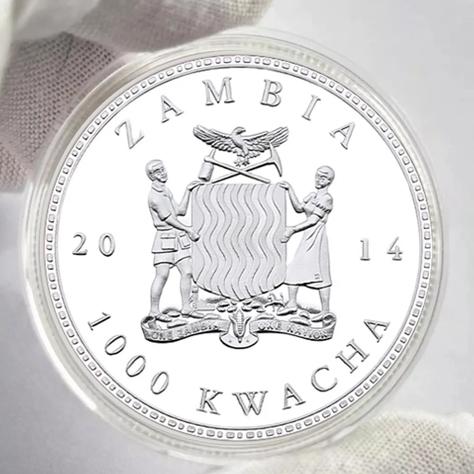 Black Rhinoceros Wildlife Conservation Coin Zambia 1000 Kwacha 2014 Collectible - Image 4 of 4