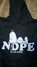 Port Company Black Snoopy Graphic Print Pullover Hoodie Size L
