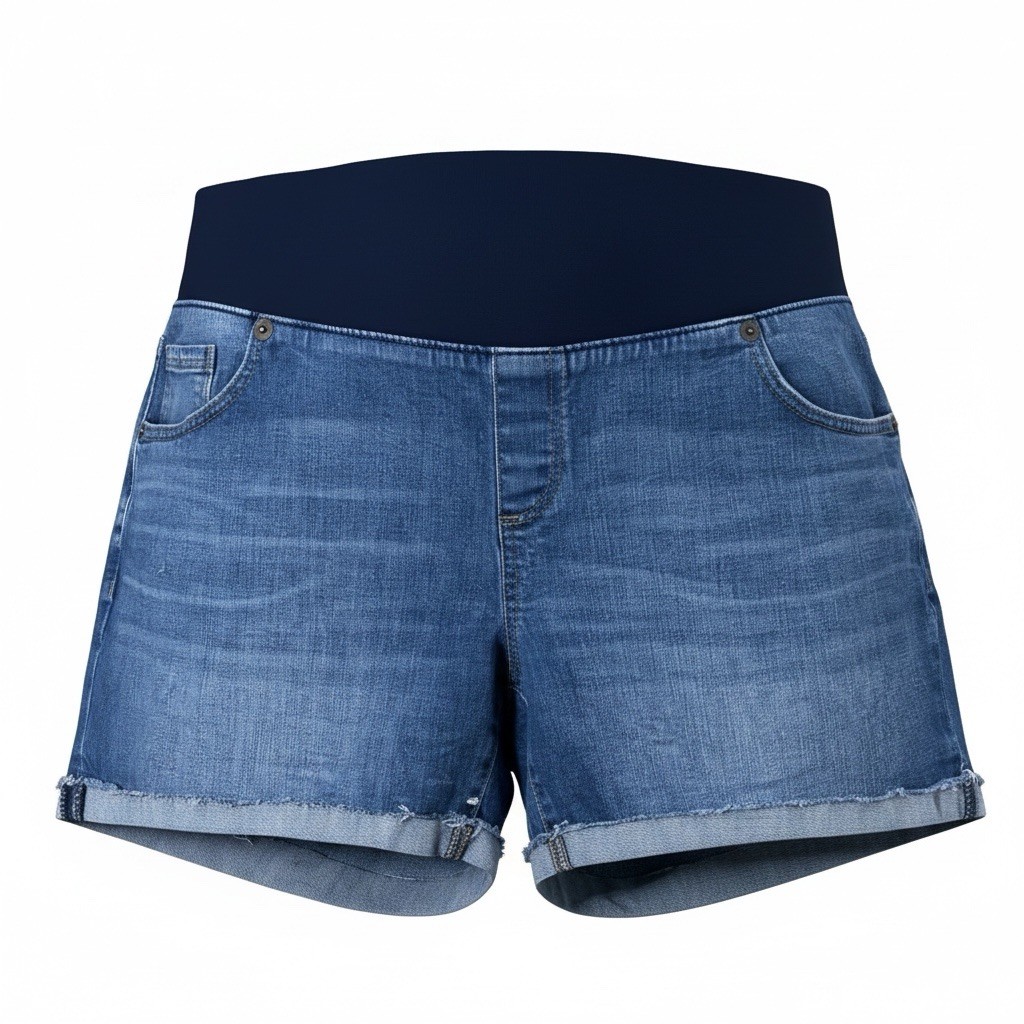 Great Expectations Maternity Denim Shorts Blue Raw Hem Elastic Waist XL (16-18)