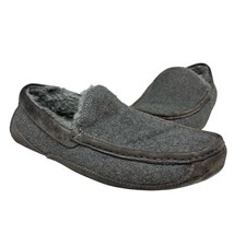 Ugg Mens Wool Felt, Suede, Sheepskin Gray Slip On Ascot Slippers 10